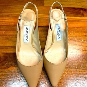 Jimmy Choo light tan, sling backs.